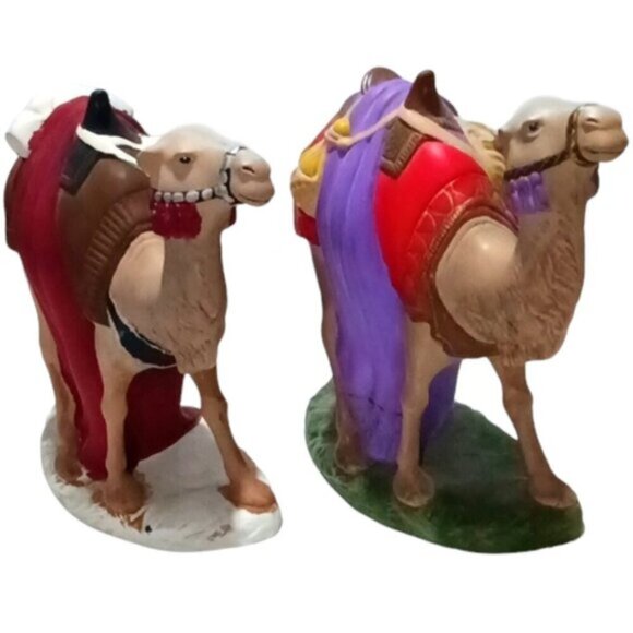 Vintage 1980 Holland Mold Nativity Camels Standing Hand Painted Basement Studio - Picture 1 of 12
